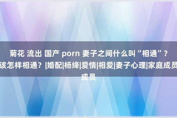 菊花 流出 国产 porn 妻子之间什么叫“相通”？该怎样相通？|婚配|杨绛|爱情|相爱|妻子心理|家庭成员