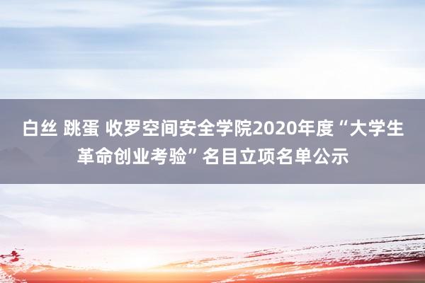 白丝 跳蛋 收罗空间安全学院2020年度“大学生革命创业考验”名目立项名单公示