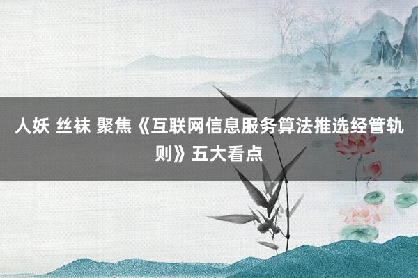 人妖 丝袜 聚焦《互联网信息服务算法推选经管轨则》五大看点